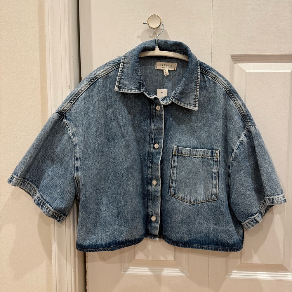 Francesca's Light Blue Denim Top